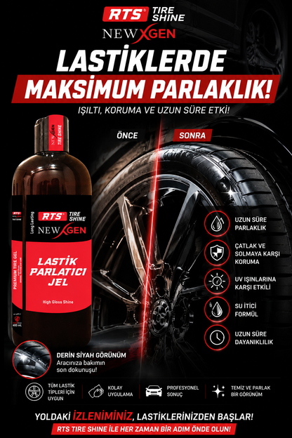 Lastik Parlatıcı Jel 400 ml – Ekstra Parlaklık, Uzun Süreli Koruma ve Temizlik-RTSNewgen