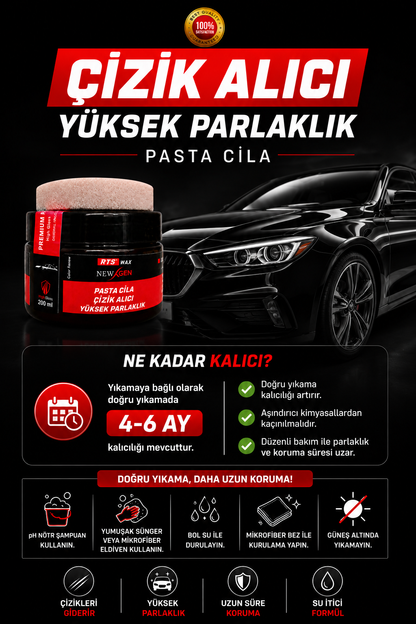 Araba Oto Çizik Giderici, Parlatıcı, Pasta Cila Seti, Oto Bakım, Boya Koruma 200 mL